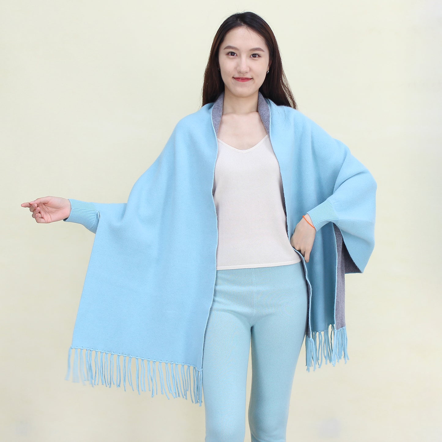 Women's double-face cashmere shawl