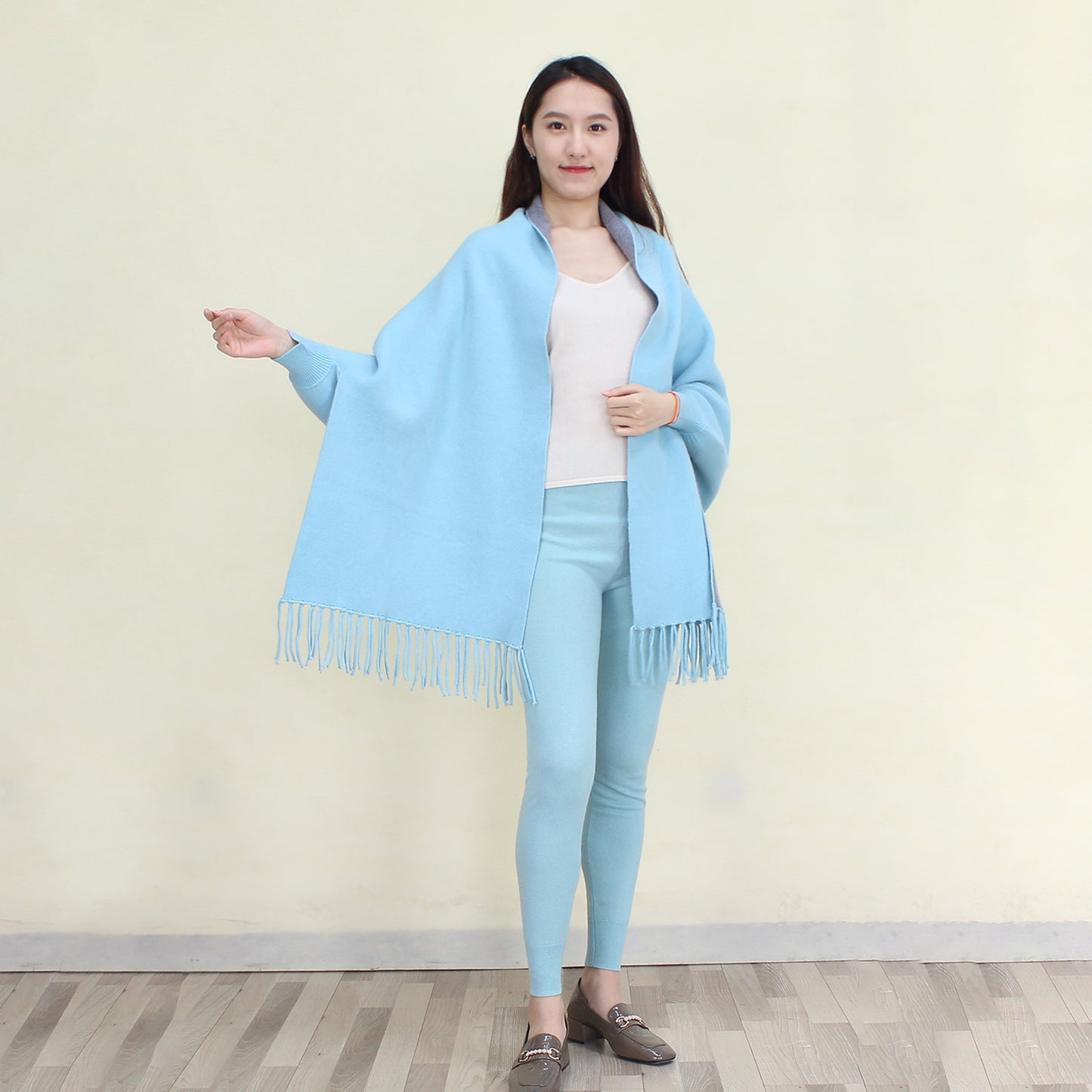 Women's double-face cashmere shawl