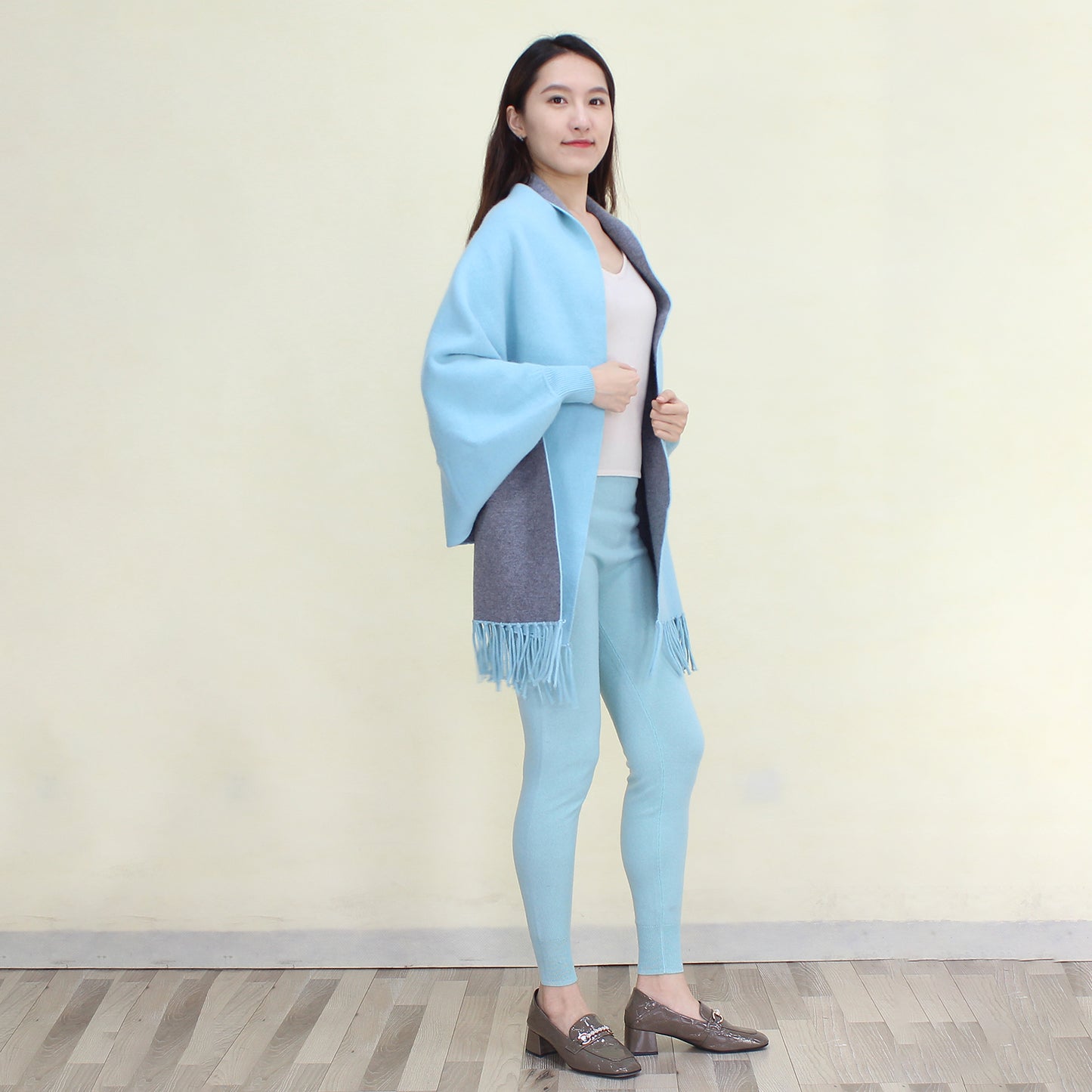 Women's double-face cashmere shawl