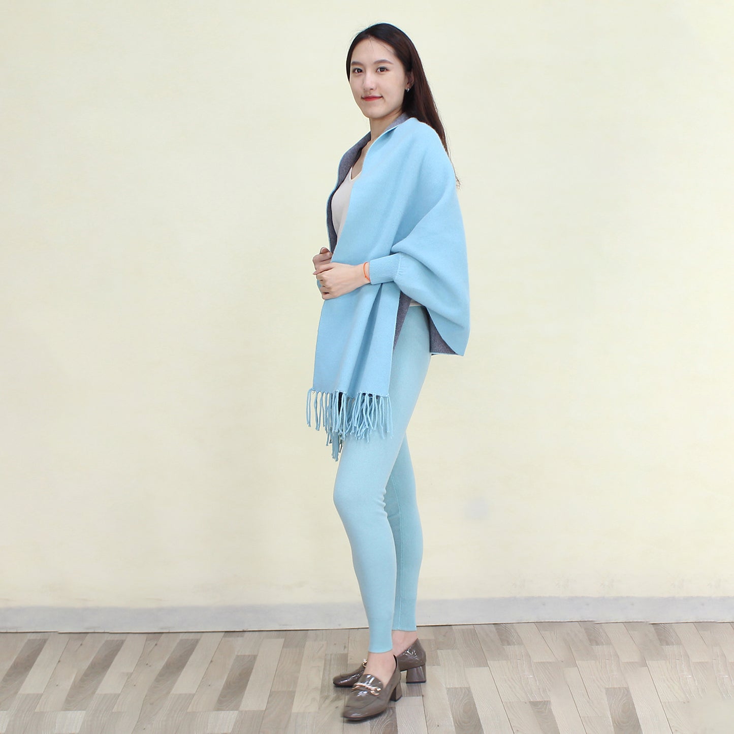 Women's double-face cashmere shawl