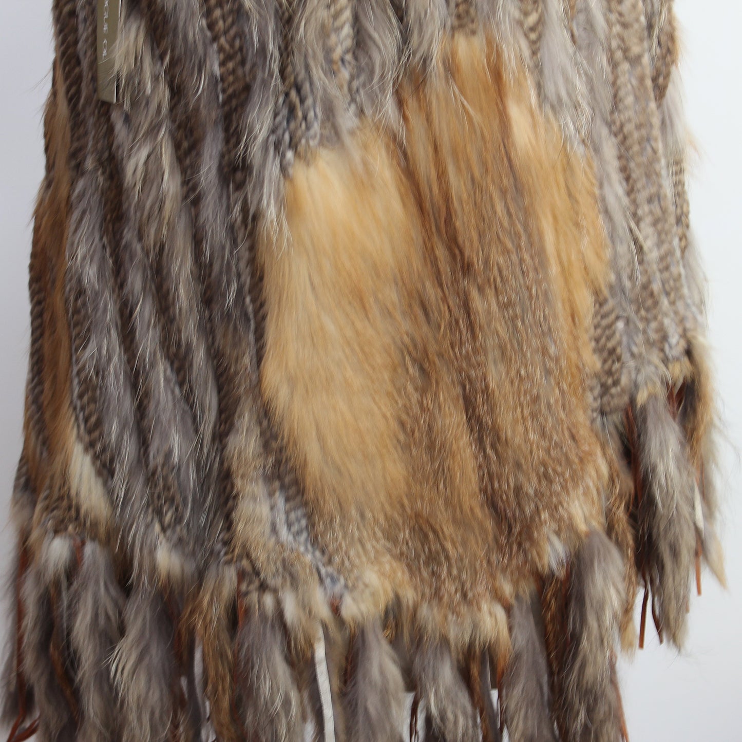 Women's fox fur and raccoon skin poncho